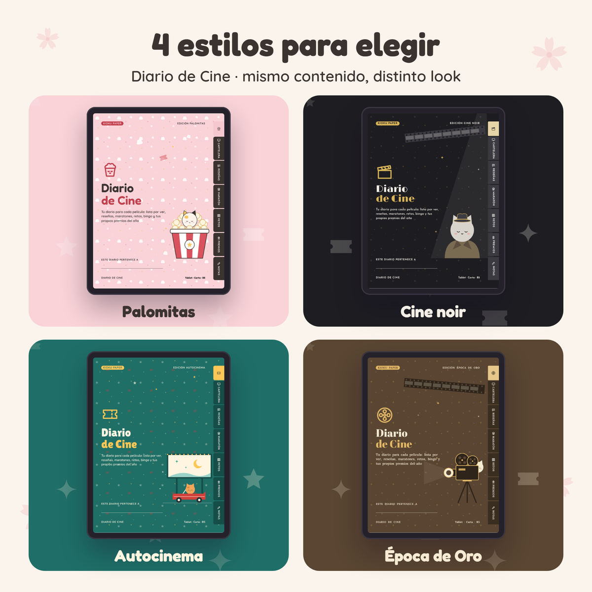 Diario de Cine en 4 estilos: Palomitas, Cine noir, Autocinema y Época de Oro