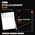 Founder OS: portada de la versión digital en una tablet y una hoja impresa tamaño carta