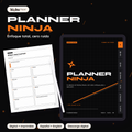 Planner Ninja: portada de la versión digital en una tablet y una hoja impresa tamaño carta