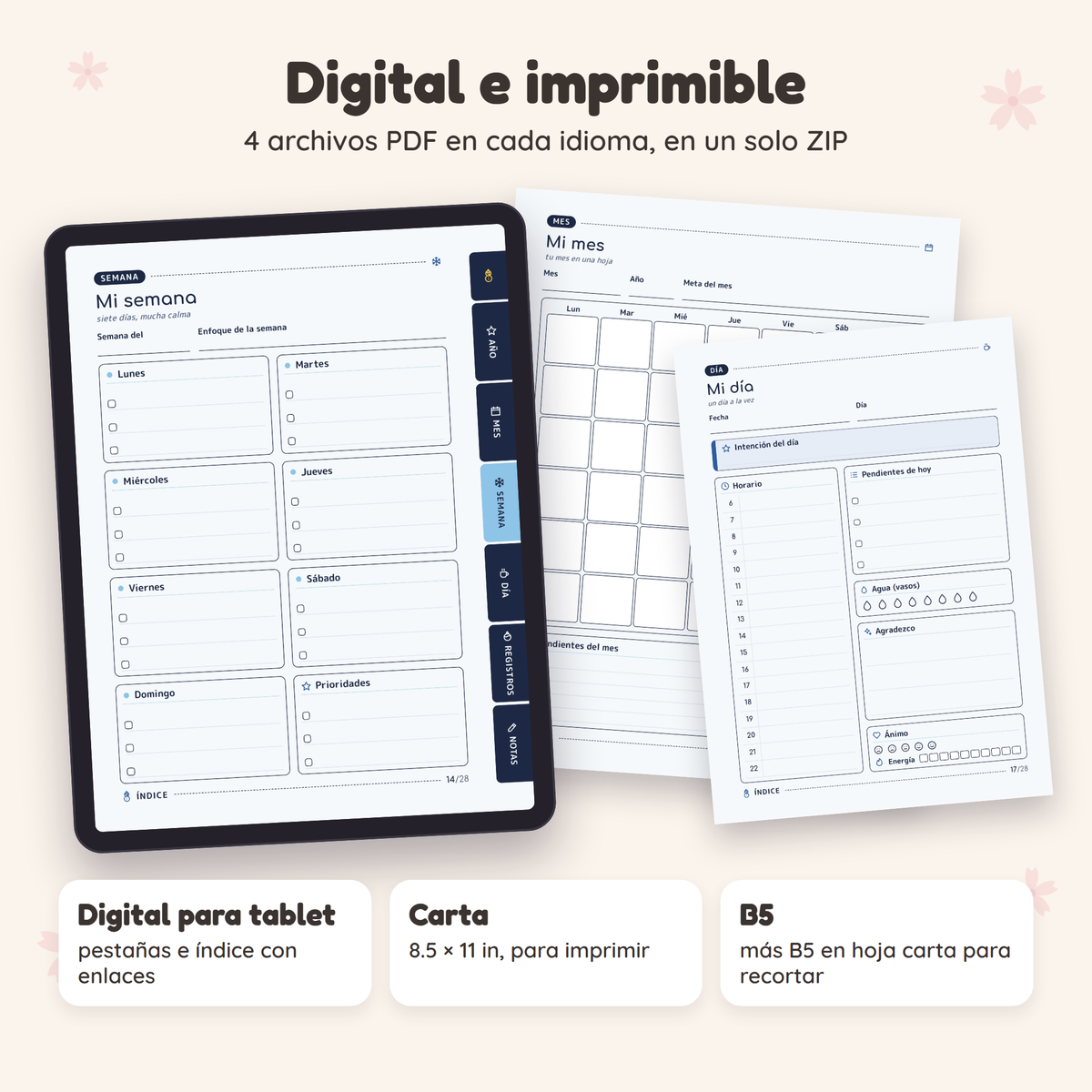 Planner Navideño en formato digital para tablet e imprimible tamaño carta y B5